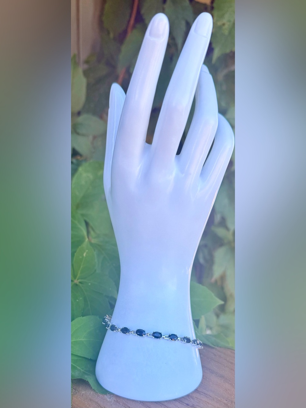 12.65 CTW Black Sapphire Sterling Silver 8” Tennis Bracelet - Picture 4 of 16
